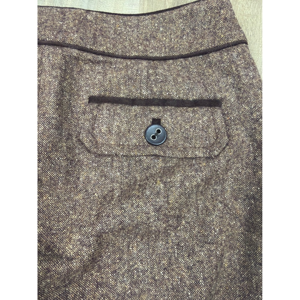 Bebe Vintage Wool Tweed Low Rise Wide Leg Trousers Brown Velvet Trim Size 4 - Picture 4 of 7